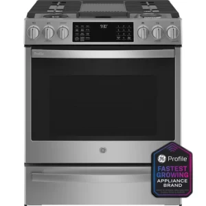 GE Profile™ 30 inch Smart Slide-In Front-Control Gas Fingerprint Resistant Range with No Preheat Air Fry