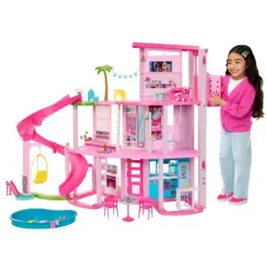 Barbie Dreamhouse, Pool Party Doll House With 75+ Pieces And 3-Story Slide, Barbie House Playset, Pet Elevator And Puppy Play Areas