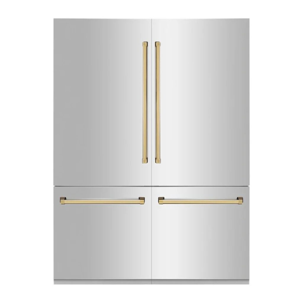 ZLINE Autograph Edition 60 in. 32.2 cu. ft. French Door Built-In Bottom Freezer Refrigerator with Water Dispenser and Ice Maker